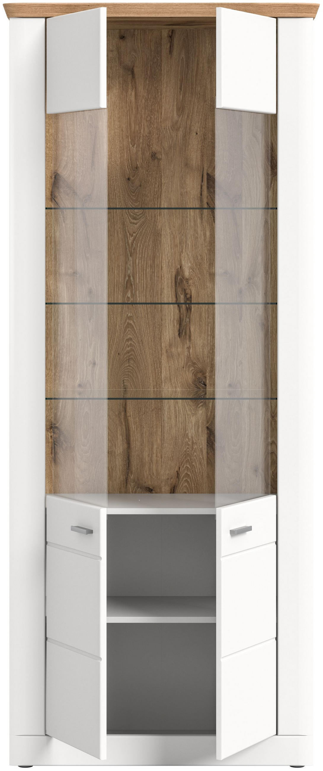 VITRINE Aarhus weiß Nox Oak Nachbildung - Weiß, Holzwerkstoff (85/205/37cm) - Xonox