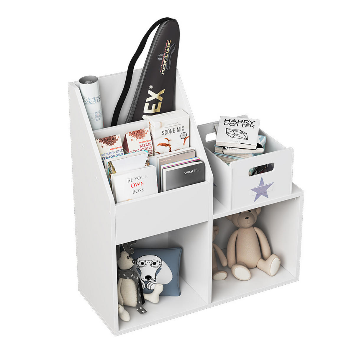 KINDERREGAL Conny Weiß 72 x 79 cm mit kleinen Ablagen - Weiß, Holzwerkstoff (72/79/30.5cm) - Vicco