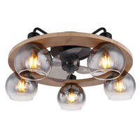 LED DECKENLEUCHTE NARINA Rauchglas Grau - Grau, Holz (55/55/21.5cm) - Globo Lighting