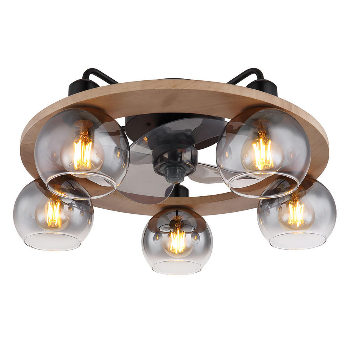 LED DECKENLEUCHTE NARINA Rauchglas Grau - Grau, Holz (55/55/21.5cm) - Globo Lighting