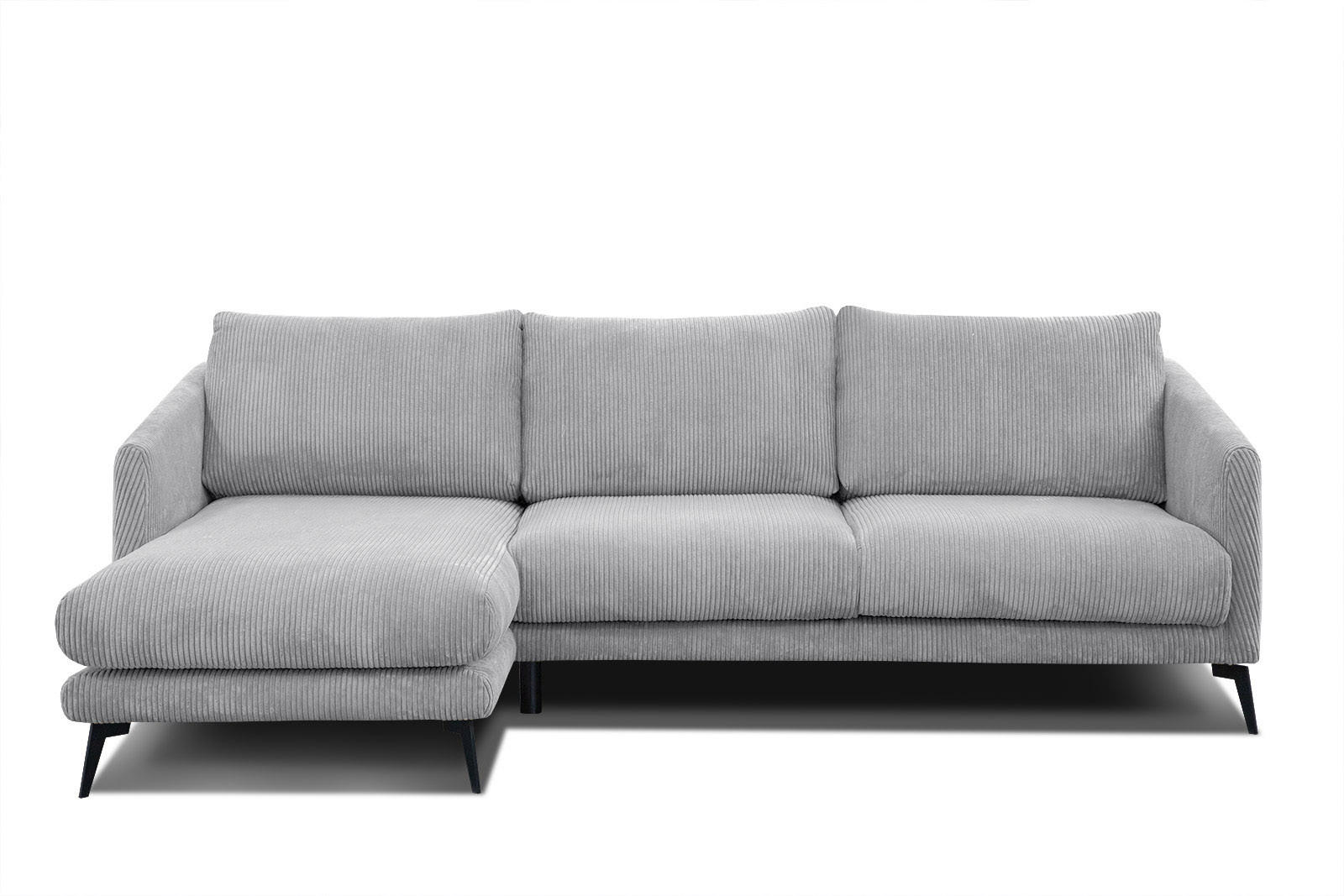 ECKSOFA VILT 4-Sitzer, hellgrau - Hellgrau/Schwarz, Holzwerkstoff/Textil (156/255cm) - Courtois Laville
