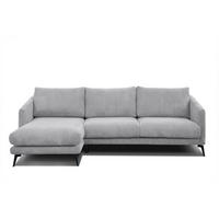 ECKSOFA VILT 4-Sitzer, hellgrau - Hellgrau/Schwarz, Holzwerkstoff/Textil (156/255cm) - Courtois Laville