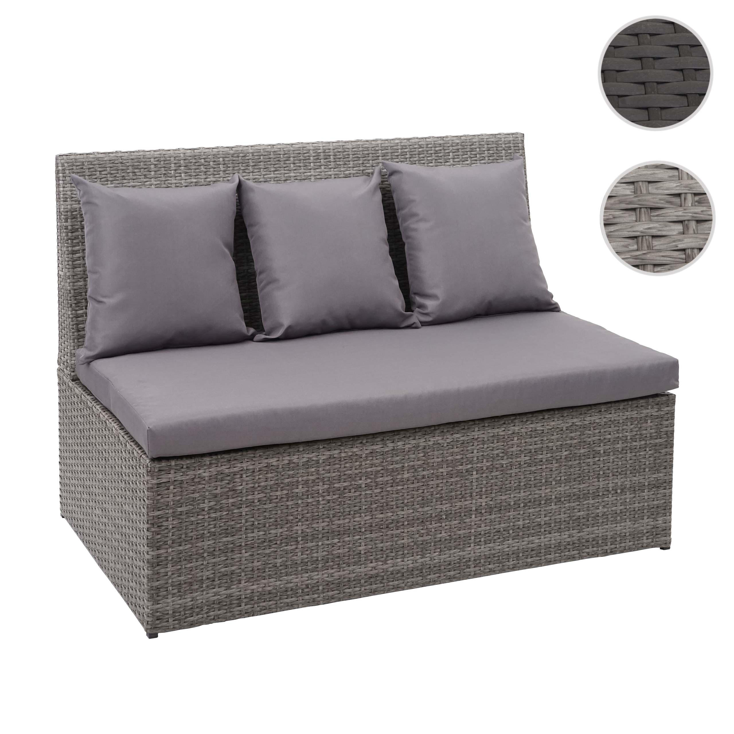 POLY-RATTAN 2ER SOFA Grau, Anthrazit - Grau, Kunststoff (119/85/69cm) - MCW