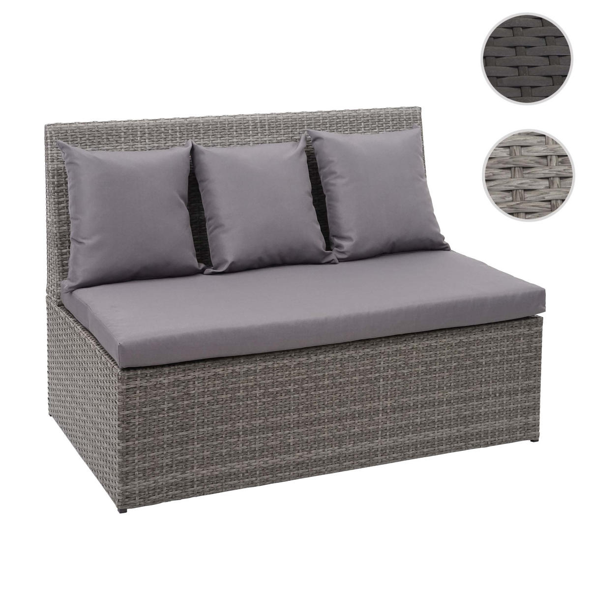 POLY-RATTAN 2ER SOFA Grau, Anthrazit - Grau, Kunststoff (119/85/69cm) - MCW