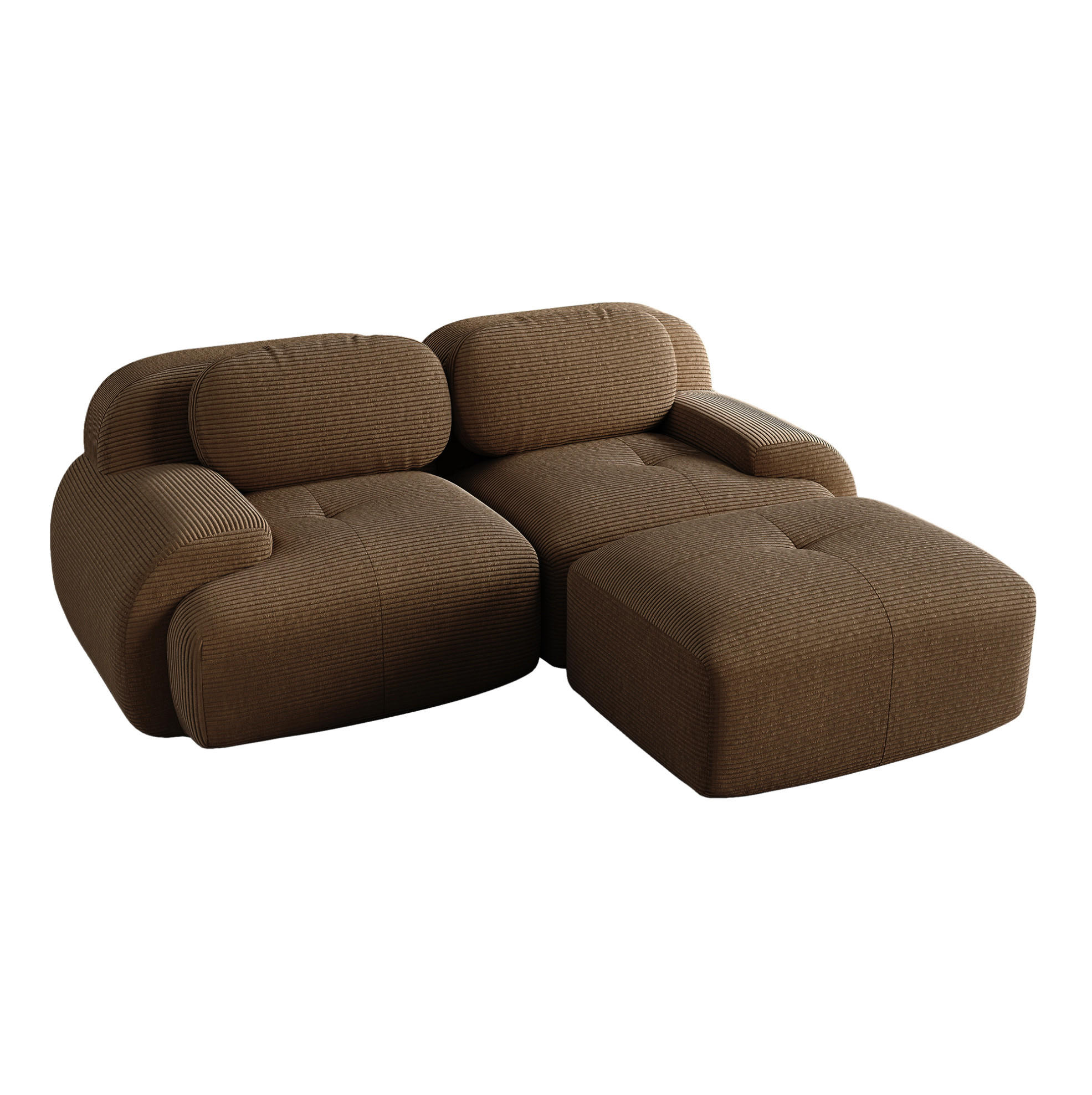 ECKSOFA modular rahmenlos Cord Braun - Braun, Kunststoff (178/208cm) - Meubliv