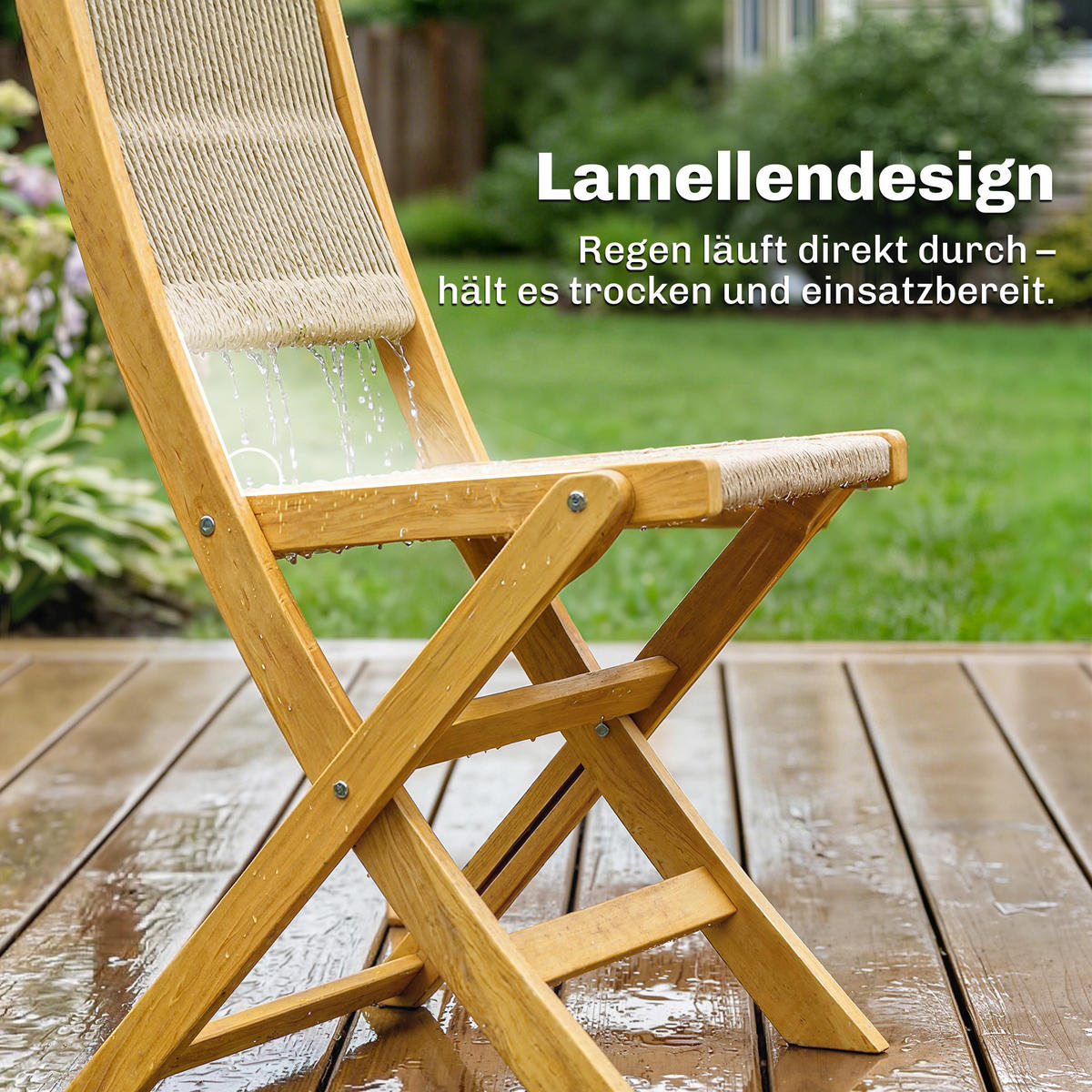 BALKONMÖBEL-SET 3er Set Akazienholz Kunststoff Naturholz - Naturfarben, Holz - Outsunny