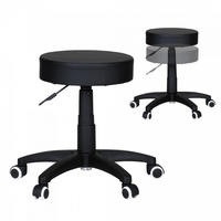 ARBEITSHOCKER Lederoptik 360° drehbar, höhenverstellbar, stabil, Schwarz 50x50x55 cm - Schwarz, Kunststoff/Textil (50/55/50cm) - KADIMA DESIGN