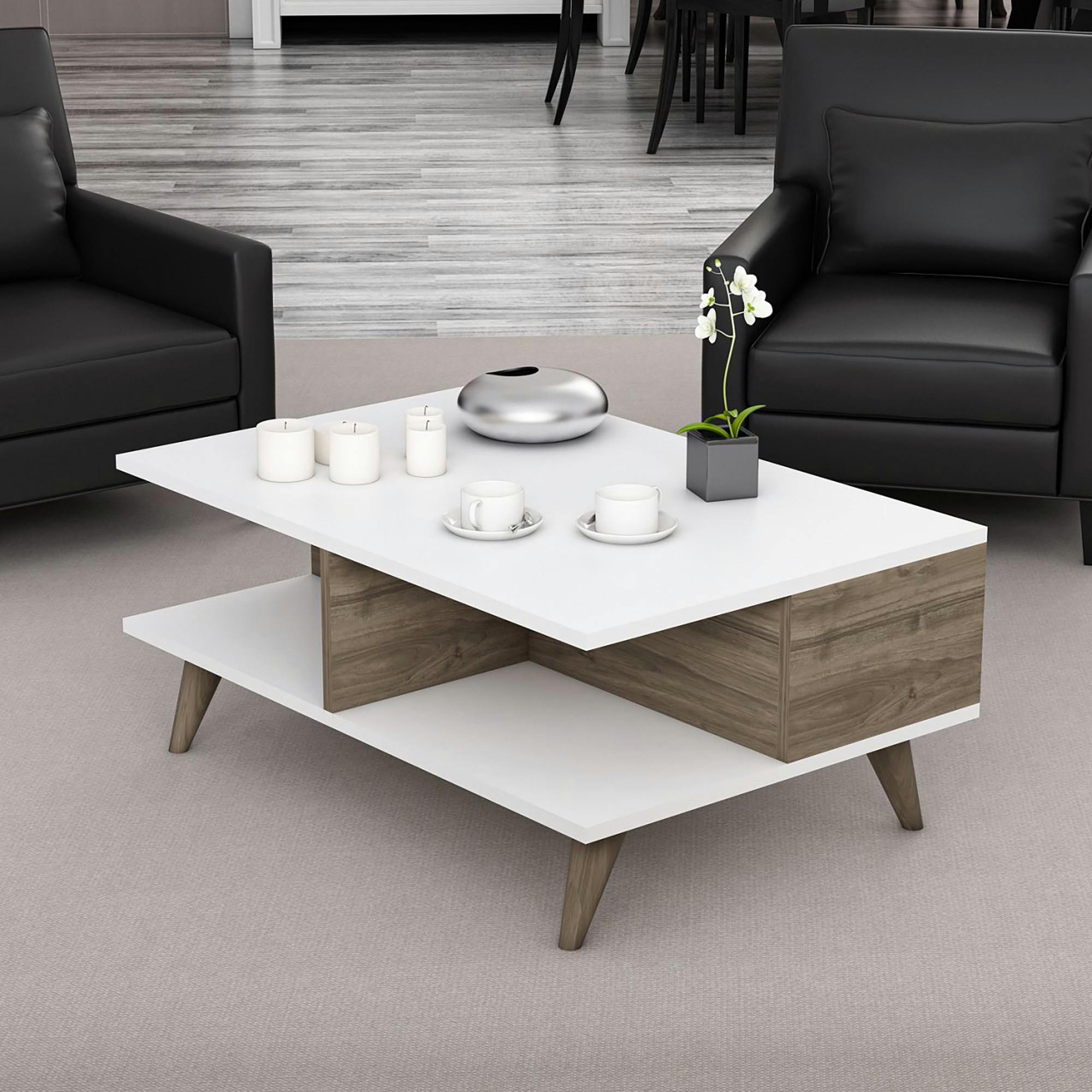 COUCHTISCH Grenaa 90/60/39 - Weiß, Holzwerkstoff (60/90/39cm) - [en.casa]