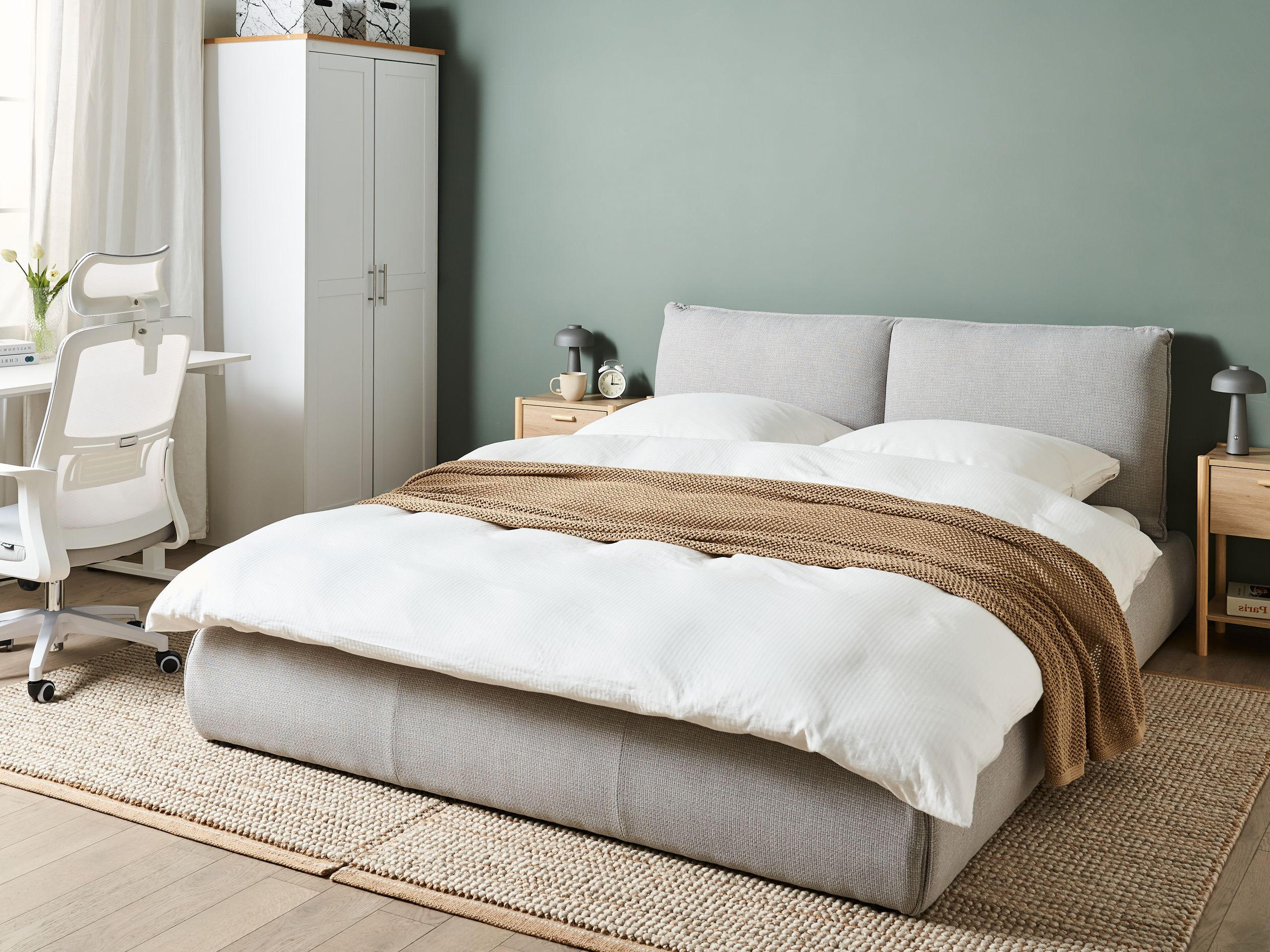 WASSERBETT 160x200 cm Grau Vinay - Hellgrau, Textil (160/200cm) - Beliani