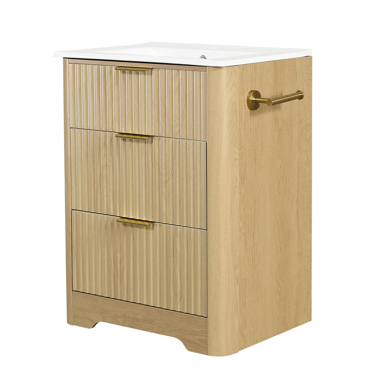 KOUPELNOVÁ SKŘÍŇKA S UMYVADLEM v dekoru dřeva 61 cm - přírodní, kompozitní dřevo (61/82/47cm) - Urban Meuble
