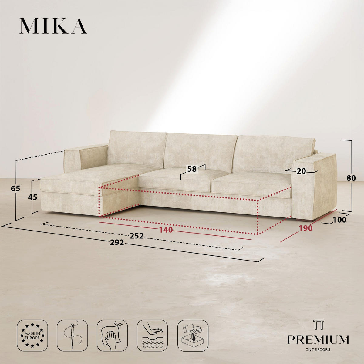 LINKSECK-SCHLAFSOFA MIKA Kettgewebe mit weichem Griff Vintage-Grün 292cm - Dunkelgrün/Grün, Textil (292/100cm) - Premium Interiors