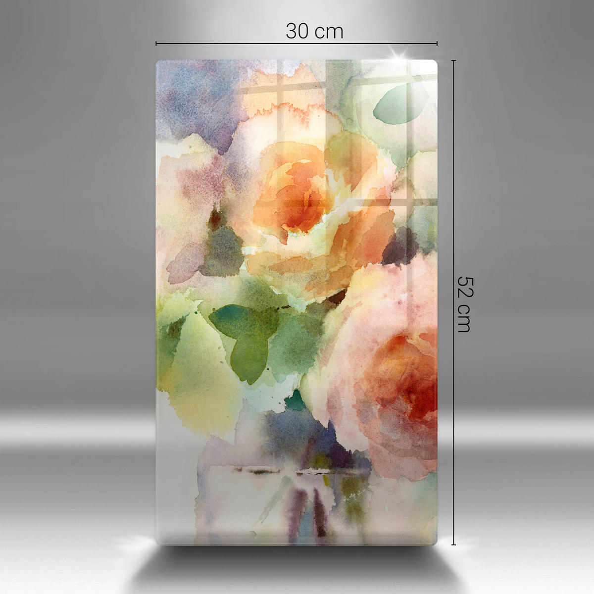 GLASPLATTE 30x52 cm Gemalte Blumen - Weiß, Glas (30/52cm) - Wallfluent
