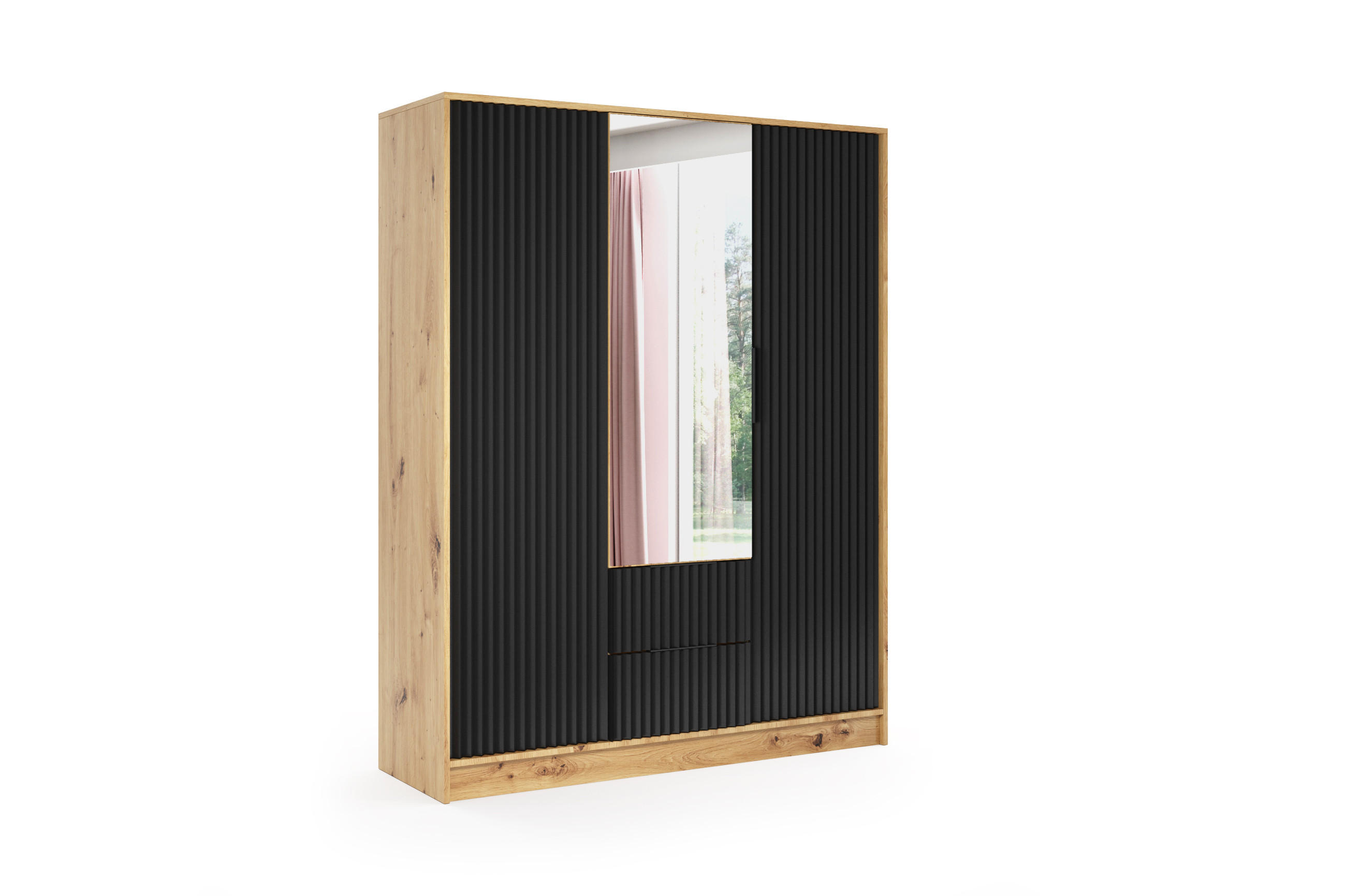 KLEIDERSCHRANK NOA - 150 cm - Eiche Artisan|Schwarz - Schwarz/Eiche Artisan, Holzwerkstoff (150/200/51cm) - ALTDECOR