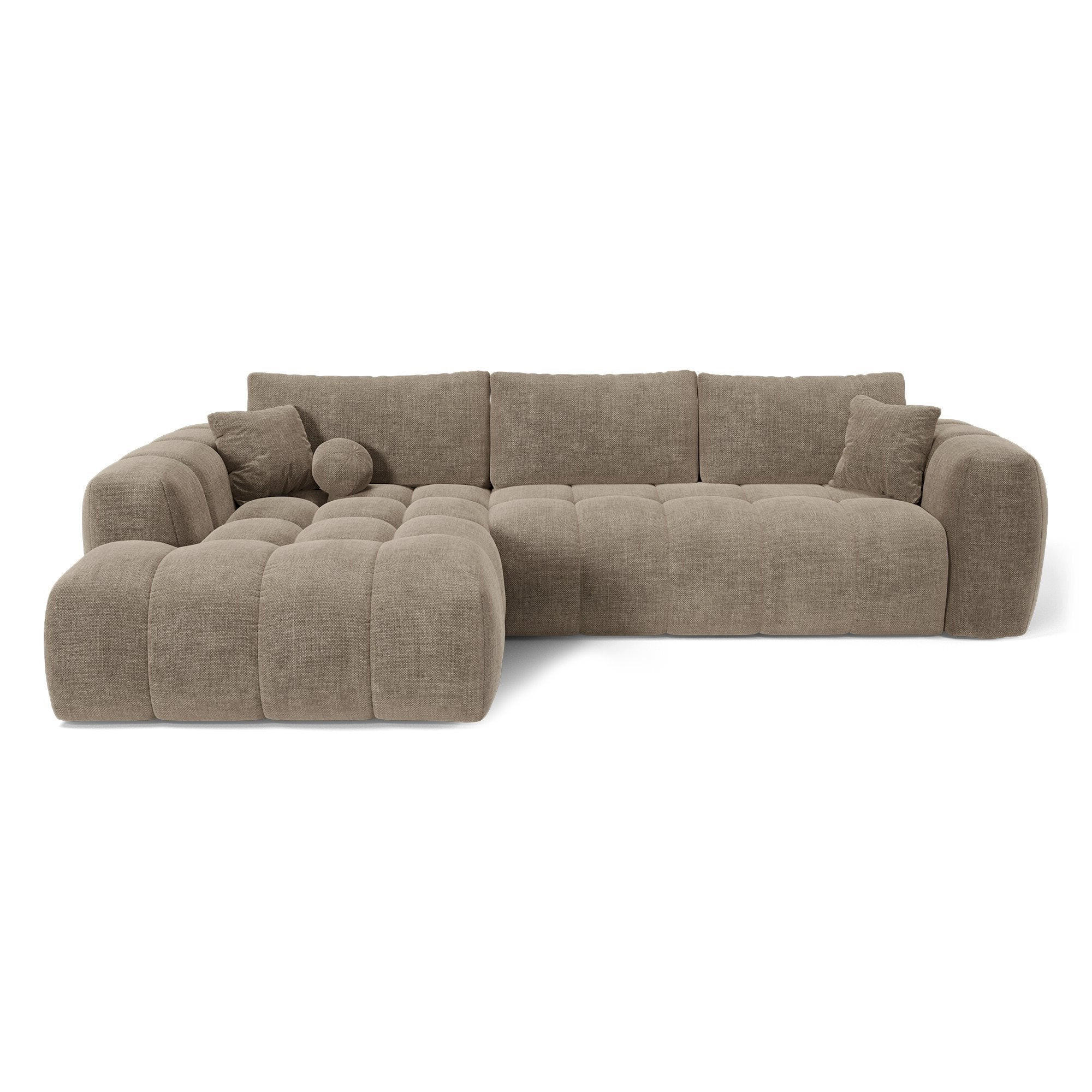 LINKSECK-SCHLAFSOFA mit Stauraum SKY Köpergewebe Taupe 310cm - Taupe, Textil (310/180cm) - Premium Interiors