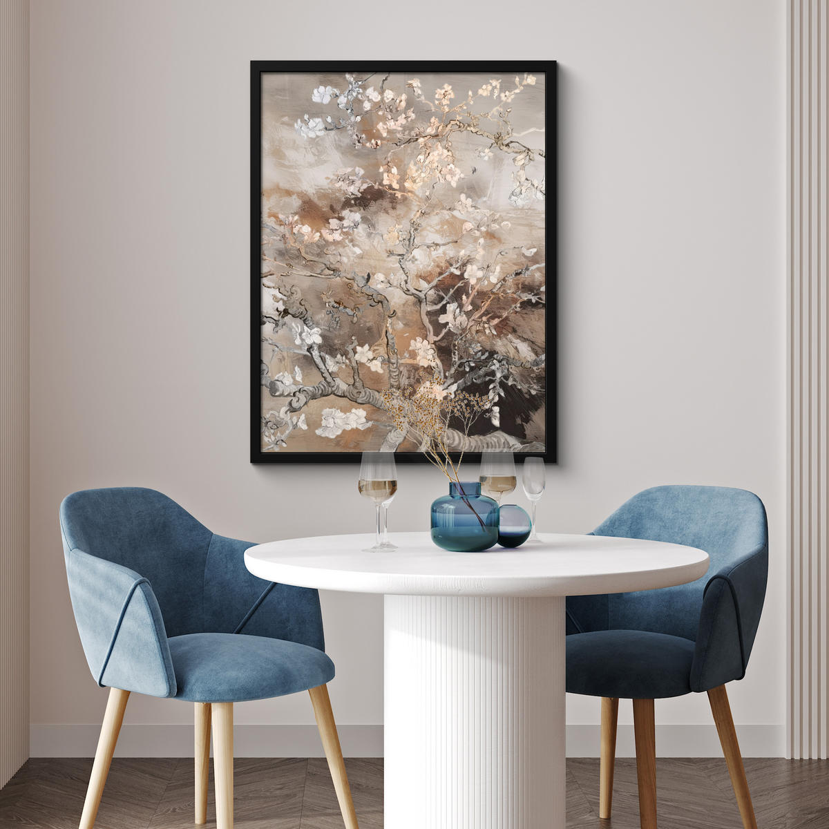 GERAHMTES BILD Mandelblüte - Kunst - Van Gogh - Beige - Abstrakt 60x80 cm - Braun, Papier (60/80cm) - MuchoWow