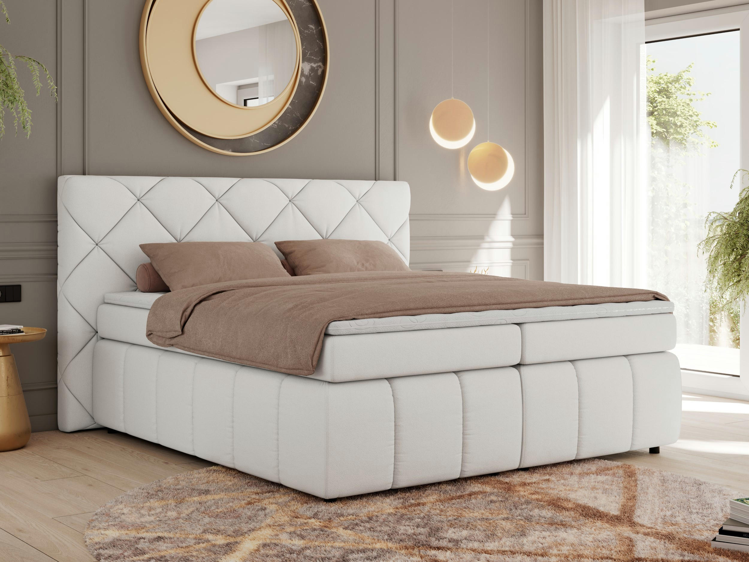 BOXBETT RITA 160/200 - Weiß Kunstleder - H4 - Weiß, Holz/Textil (160/200cm)