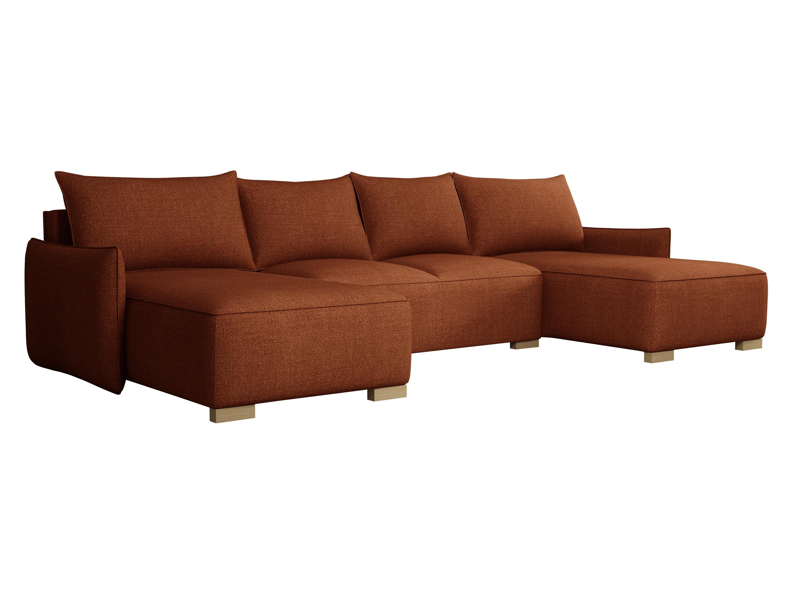 WOHNLANDSCHAFT Focus U - Naturfarben/Bronzefarben, Holz/Textil (328/87/155cm) - MIRJAN24