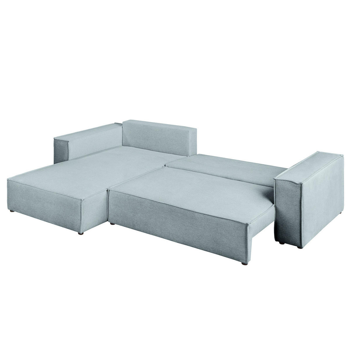ECKSOFA mit Schlaffunktion - 290 cm - Blaugrau/Schwarz, Kunststoff/Textil (290/185cm) - home24