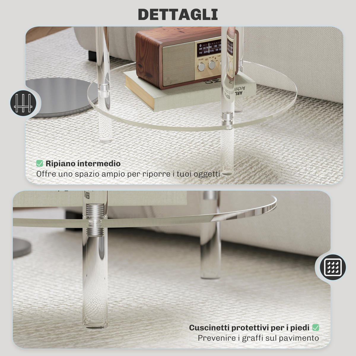 BEISTELLTISCH Transparent 1 Stück - Transparent, Kunststoff (40/40/50cm) - GiPP