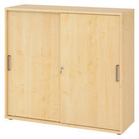 SCHIEBETÜRENSCHRANK - 3 Ordnerhöhen 40/120/110 cm in Ahornfarben Streifengriff (Kunststoff) - Ahornfarben, Holzwerkstoff (120/110/40cm) - bümö