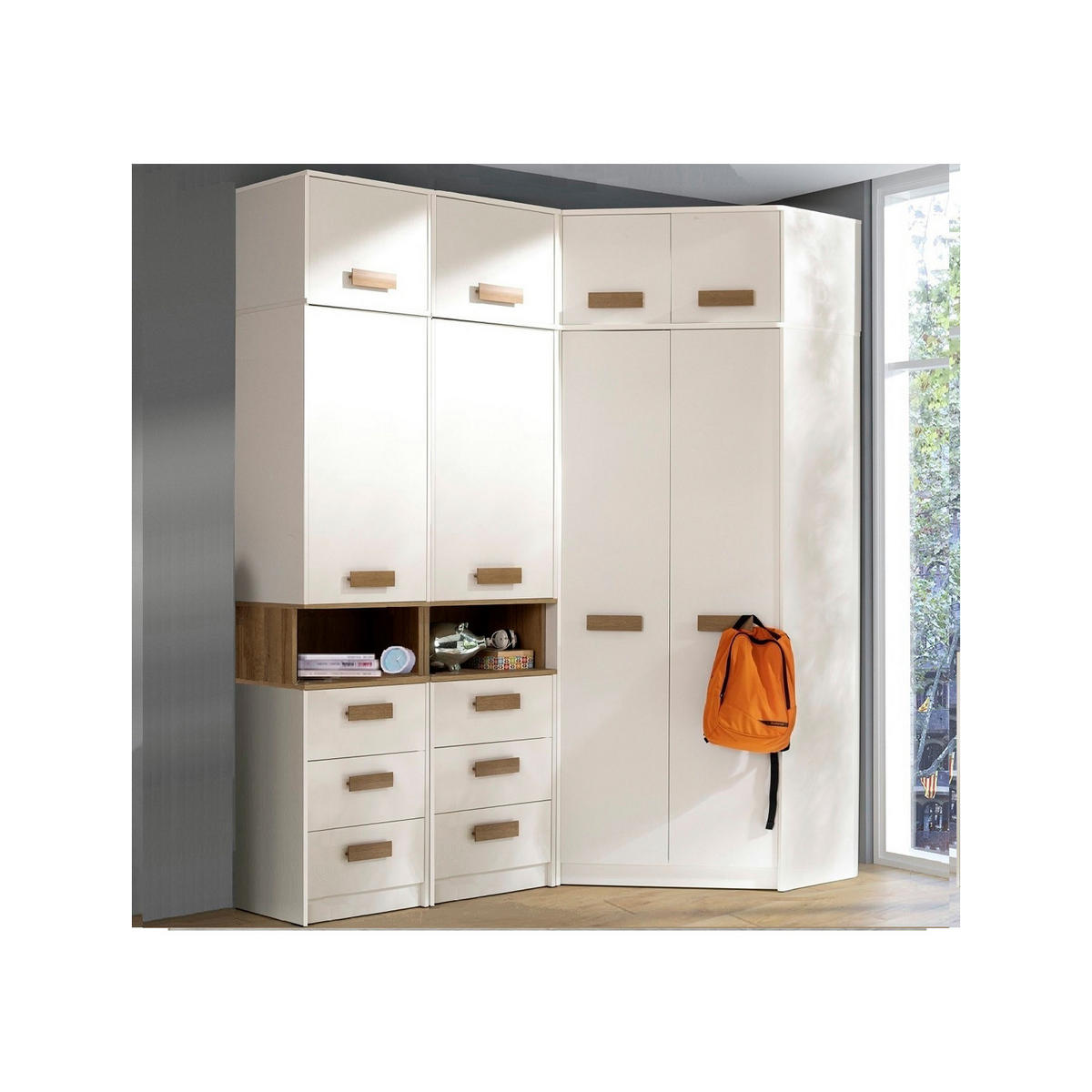 ECKKLEIDERSCHRANK GRANT SET 14/B WEIß 143/235/143 - Weiß, Holzwerkstoff (143/235/143cm) - Marmex Möbel