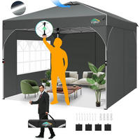 FALTPAVILLON 3x3m Grau Wasserdicht mit 3 Seitenteilen und Zentralverriegelung - Grau, Textil (300/265/300cm)