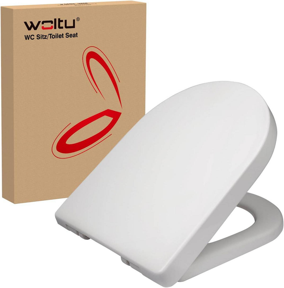WC SITZ, Fast Fix/Schnellbefestigung, Antibakteriell D-Form - Weiß, Kunststoff (36/4/47cm) - Woltu