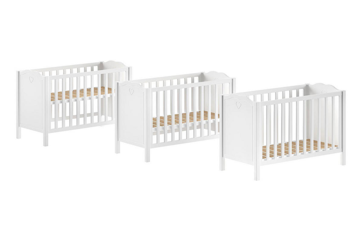 BABYBETT 60x120 Kamila Weiß Kiefer höhenverstellbar - Weiß, Holz (60/120cm) - 58aufmkessel