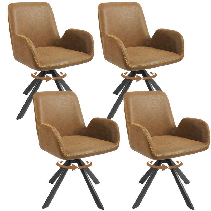 ARMLEHNSTUHL-SET 4 Stück in Lederlook(YZ7) - Dunkelbraun, Textil (56/82/59cm) - HOMAVO