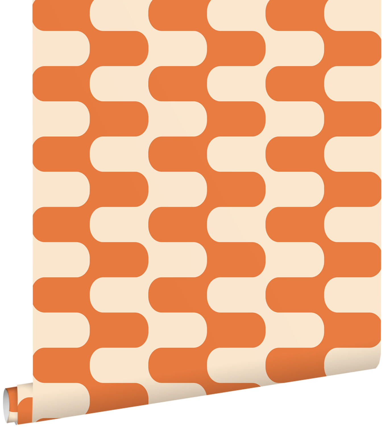 TAPETE Wellenlinien 50 x 900 cm - Orange, Papier (50/900cm) - ESTAhome