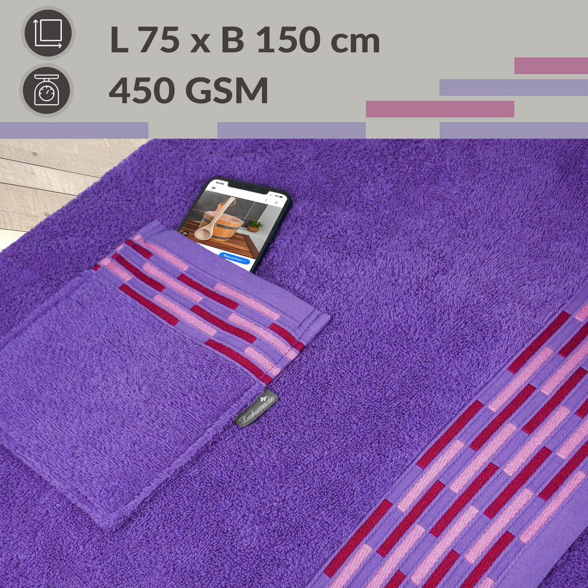 SAUNAKILT Dame Lugano Lila - Lila, Textil (150/75cm) - Lashuma