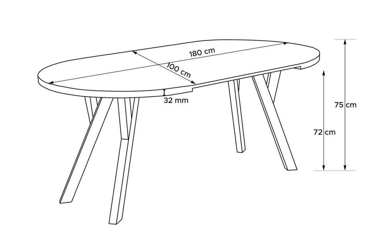 ESSTISCH INDAGA Ausziehbar 100-180cm Rund, lefkas/schwarz - Schwarz/Braun, Holz (100/180/75cm) - KONSIMO®