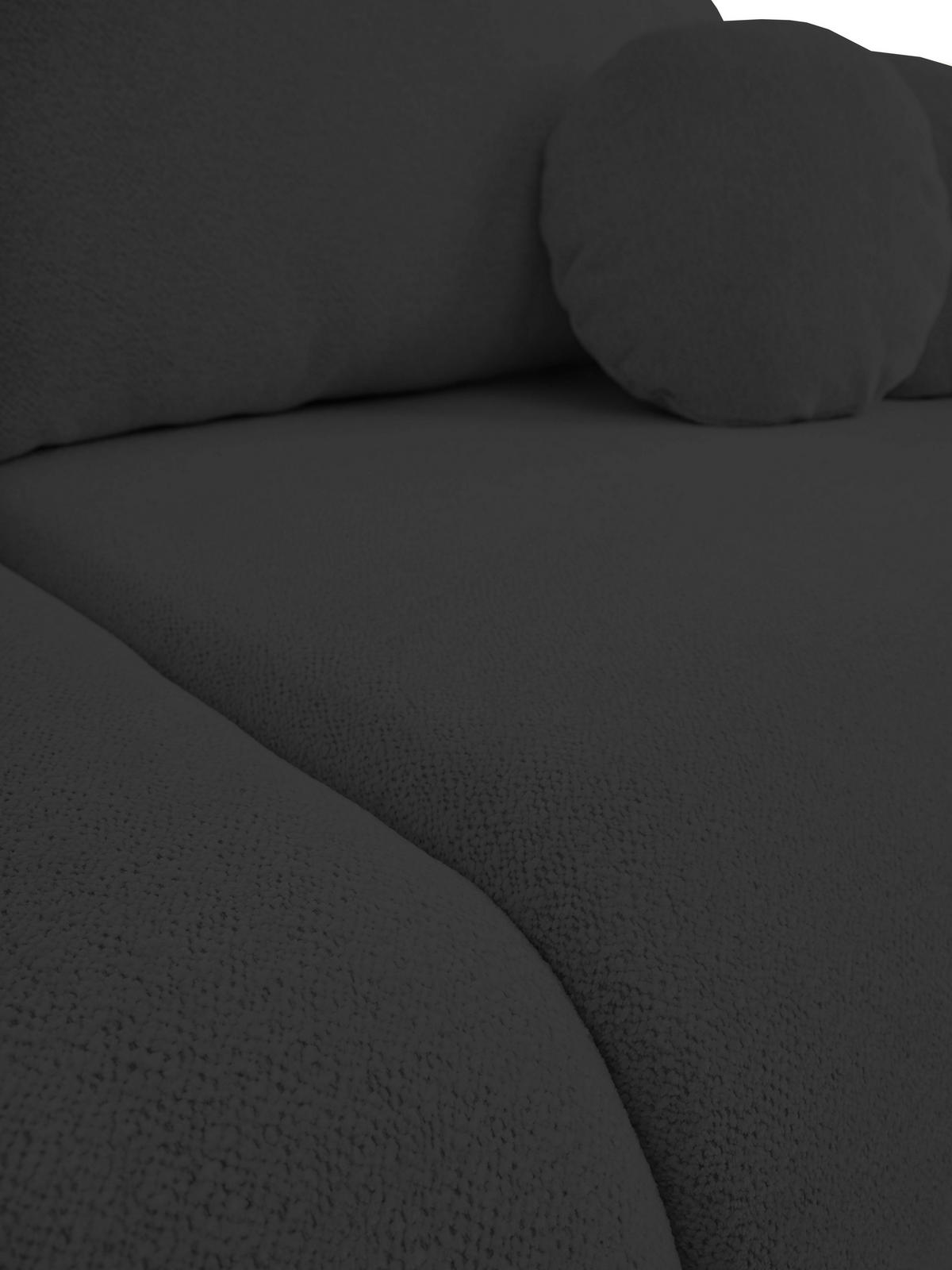 SOFA LOOP Schlaffunktion & Bettkasten PUR-Schaum Schwarze Kunststofffüße skandinavischer Stil lose Rückenkissen freistehend 234x112x86 cm Black - Schwarz, Holz/Textil (234/86/112cm) - DomoHome