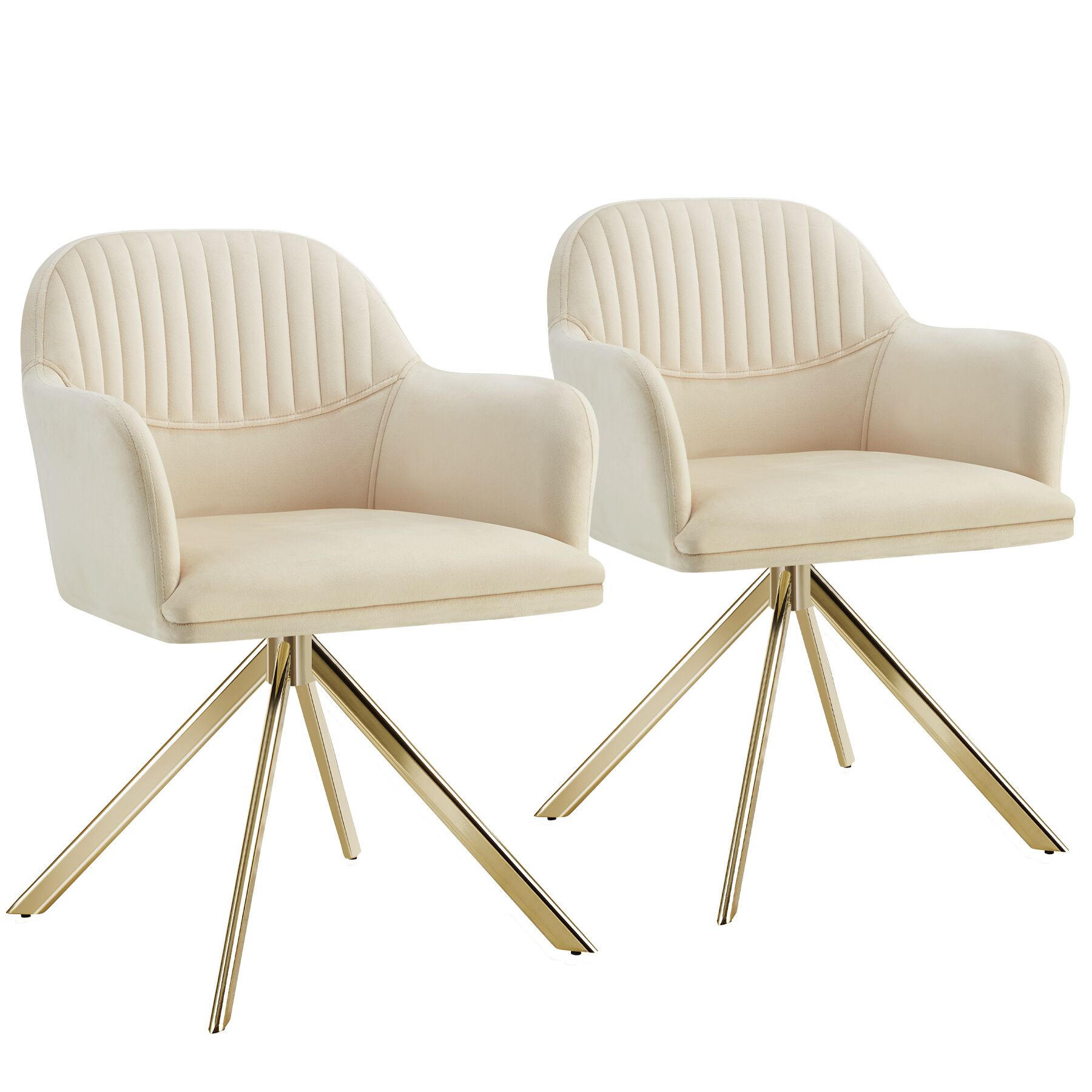 DREHSTUHL 2er Set Lona 56 x 59 x 81 cm créme/gold - Goldfarben/Creme, Textil (56/81/59cm) - tectake