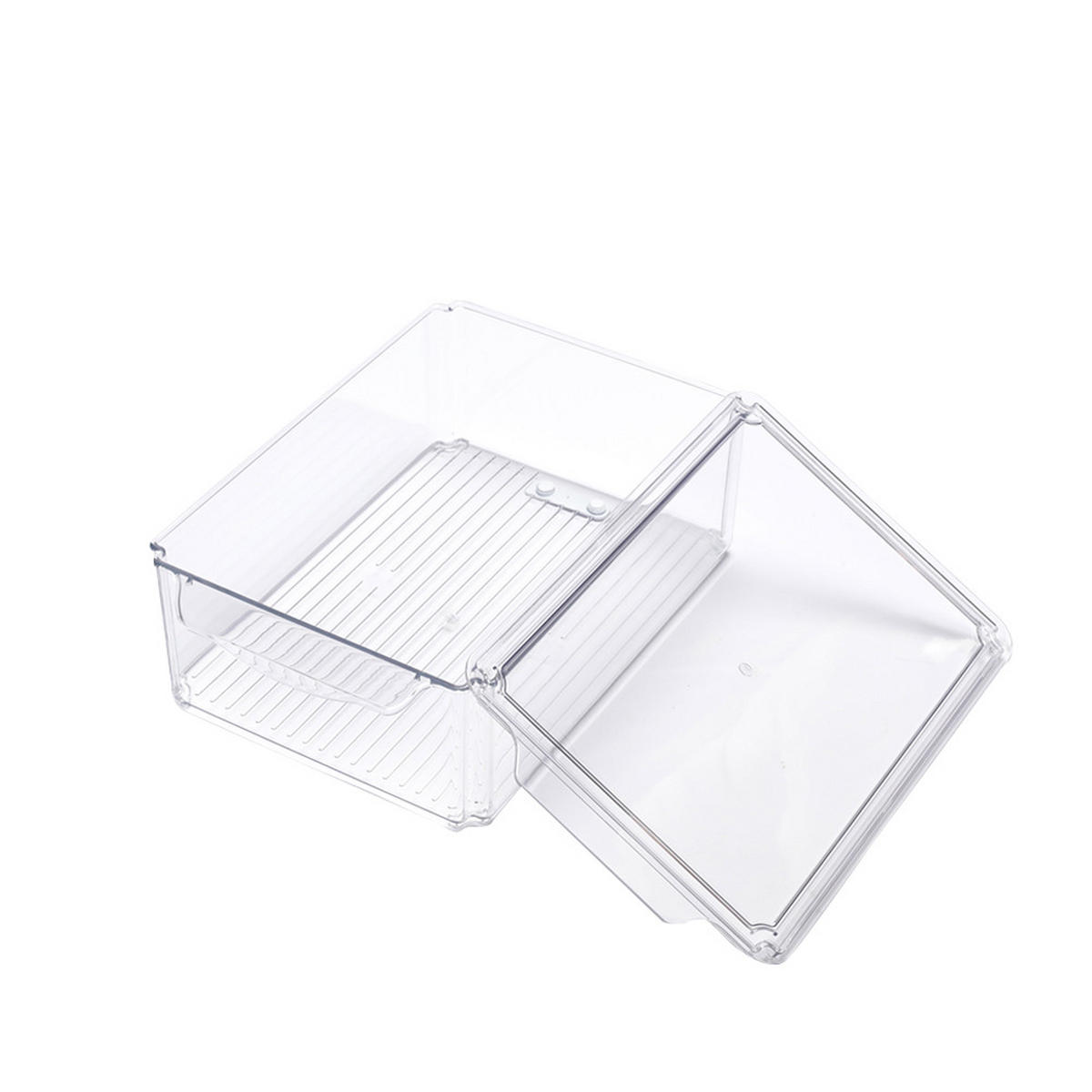 KÜHLSCHRANKORGANIZER-SET 7er-Set 3 Größe PET in Küchen in Kühlschrank stapelbar transparente Frischhaltedosen mit Deckel 12,3/7,5/7 cm - Weiß, Glas/Kunststoff (12.3/7/7.5cm) - Livingandhome