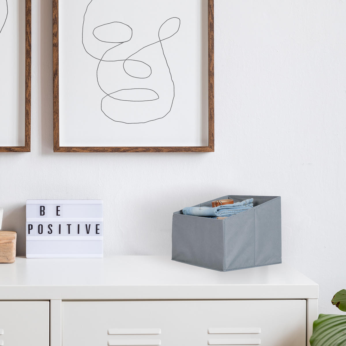 2XAUFBEWAHRUNGSBOX - Grau, Textil (37/30/34cm) - Relaxdays