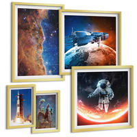 BILDER SET 5er Set - 50x50 cm & 20x30 cm & 40x60 cm Goldrahmen - Farbenfrohes abstraktes Porträt - Goldfarben, Kunststoff (40/60cm) - TULUP
