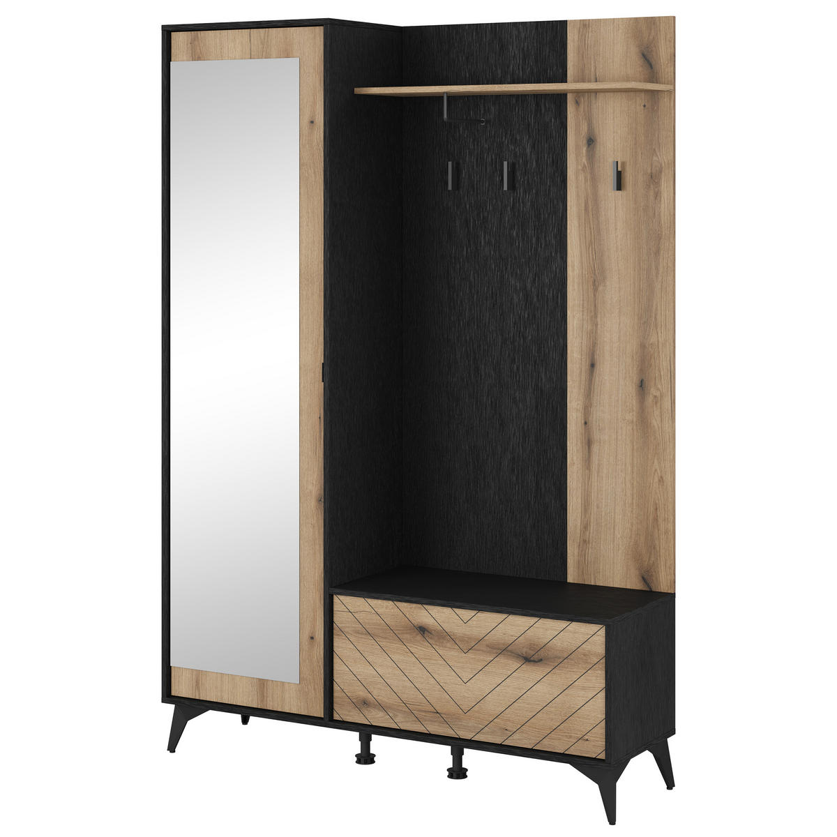 GARDEROBENSCHRANK DIAMANTE 134/197/34 cm Modern Garderobe-Set Schwarz - Goldfarben/Schwarz, Holzwerkstoff (134/197/34cm) - MASSENO
