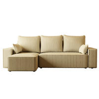 ECKSOFA Tobi mit Bettkasten und Schlaffunktion, L-Form/XL-Form, Cordstoff, Universal - Creme, Holzwerkstoff (246/145cm) - 4ALL HOME