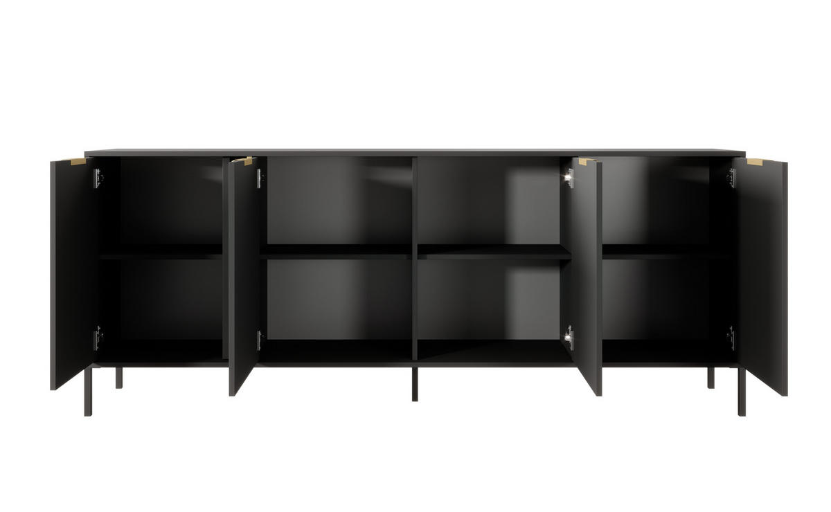 KOMMODE Lars Antrazit, Viertürig - Anthrazit, Holzwerkstoff/Metall (202/81/40cm) - Bettso