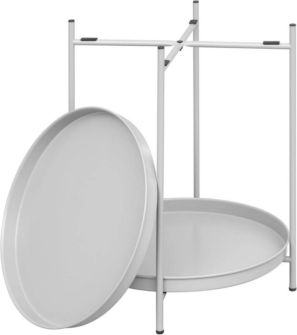 COUCHTISCH rund, mit Stauraum, Metall, Hellgrau - Hellgrau, Metall (44/44/53cm) - Woltu