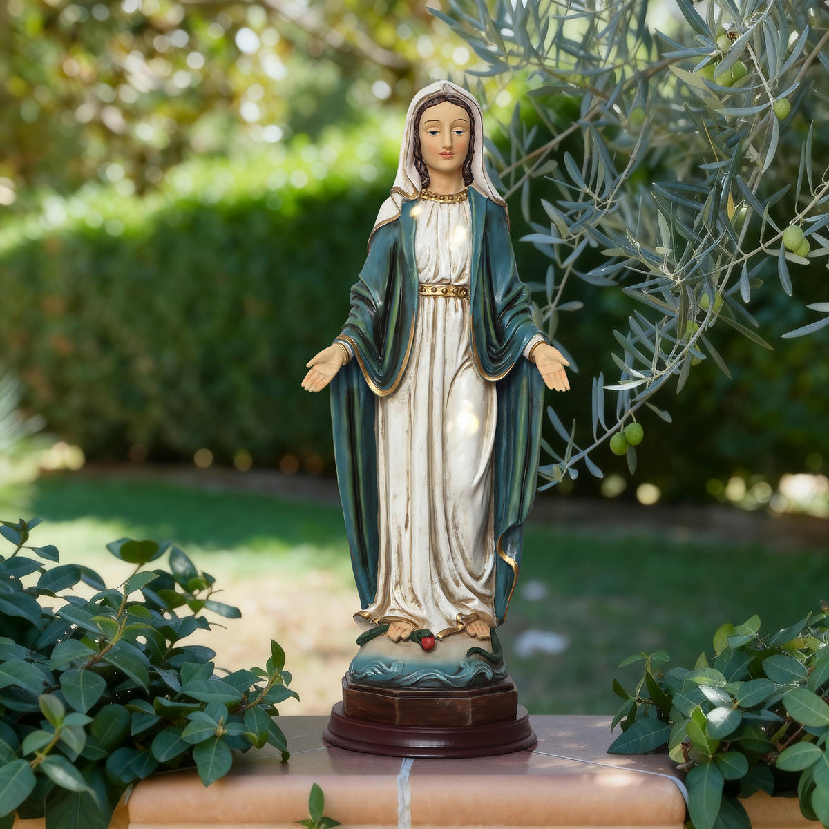 STANDSKULPTUR Heilige Maria, große Gebetsstatue | B24.5 x T20.5 x H63.5 cm - Multicolor, Kunststoff (24.5/63.5/20cm) - Hometopia