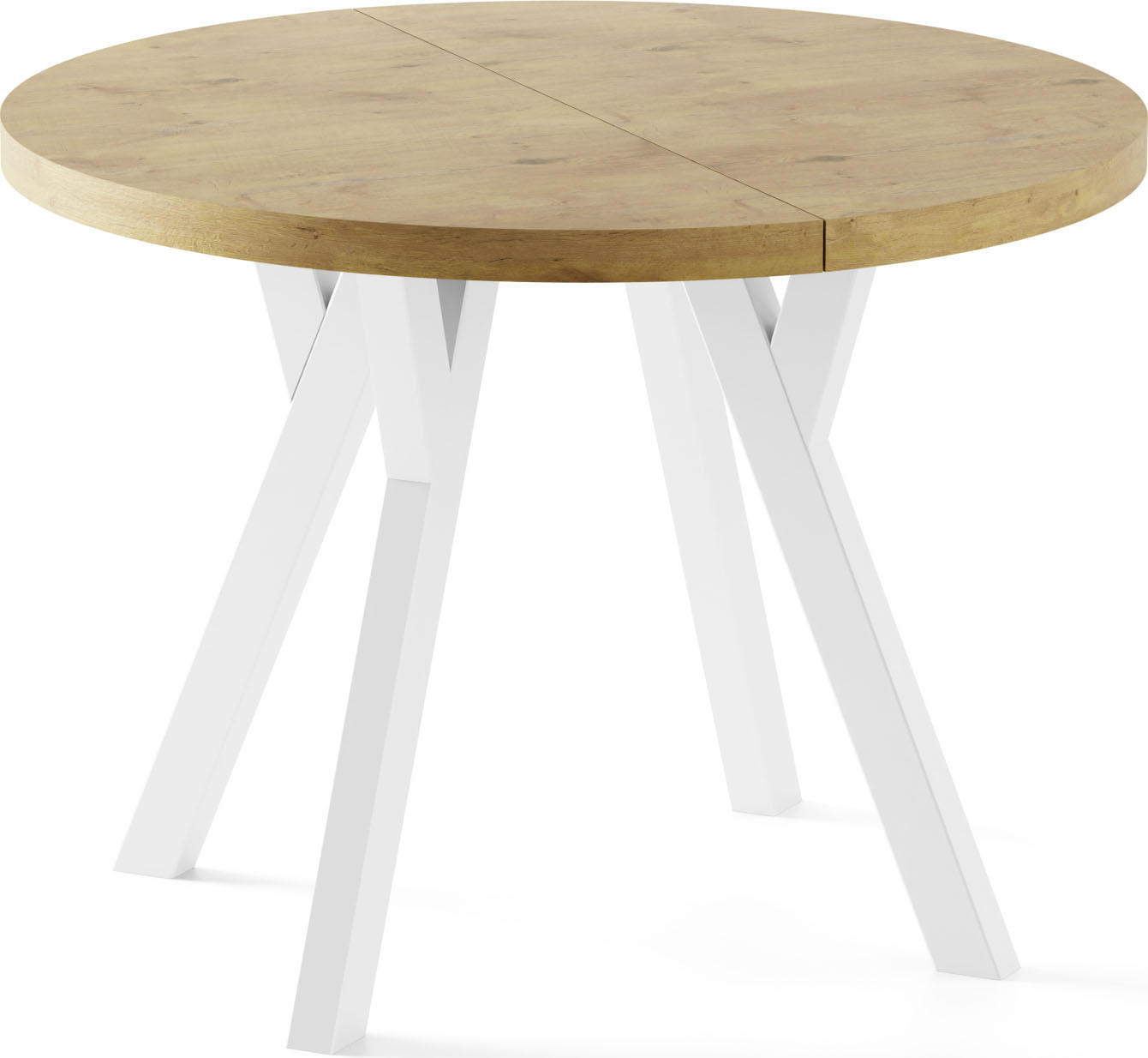 ESSTISCH Twixy XXL groß rund oval ausziehbar, Eiche Hell Braun 100-300/100/76 cm - Eichefarben/Weiß, Holz/Holzwerkstoff (100/100/76cm) - WFL GROUP