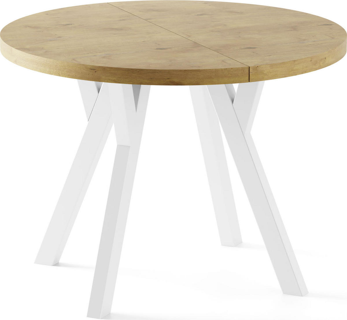 ESSTISCH Twixy XXL groß rund oval ausziehbar, Eiche Hell Braun 100-300/100/76 cm - Eichefarben/Weiß, Holz/Holzwerkstoff (100/100/76cm) - WFL GROUP