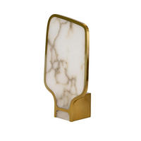TISCHLEUCHTE aus Naturstein Alabaster und poliertem goldfarbenem Stahl 16004 cm - Weiß, Stein (10/25/43cm) - The Lumine