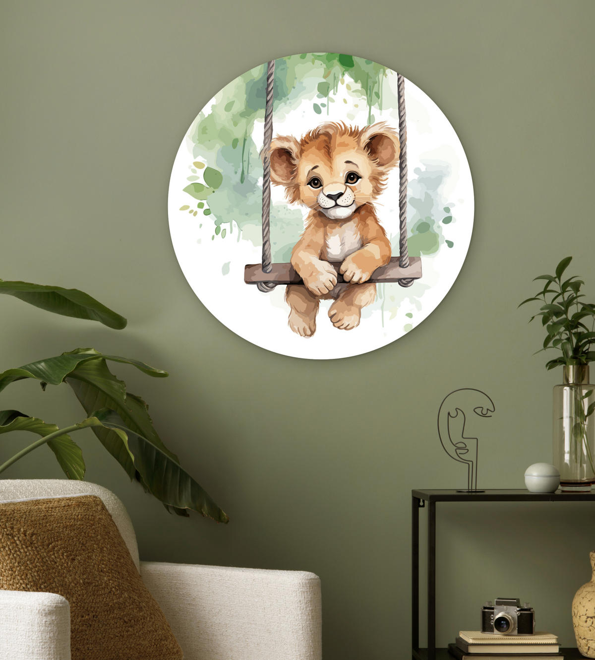 WANDBILD Löwe - Tier - Kinder - Dschungel Wanddeko Schlafzimmer 60x60 cm - Hellbraun, Kunststoff (60/60cm) - MuchoWow