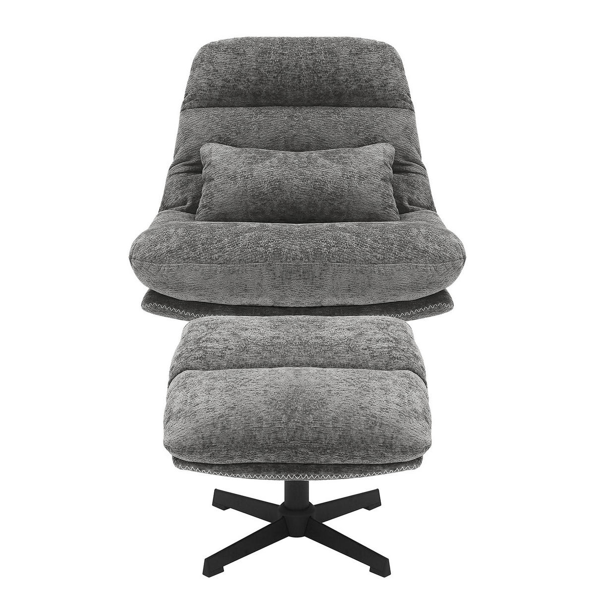 RELAXSESSEL - Chenille - Schwarz/Grau, Textil/Metall (84/88/94cm) - home24