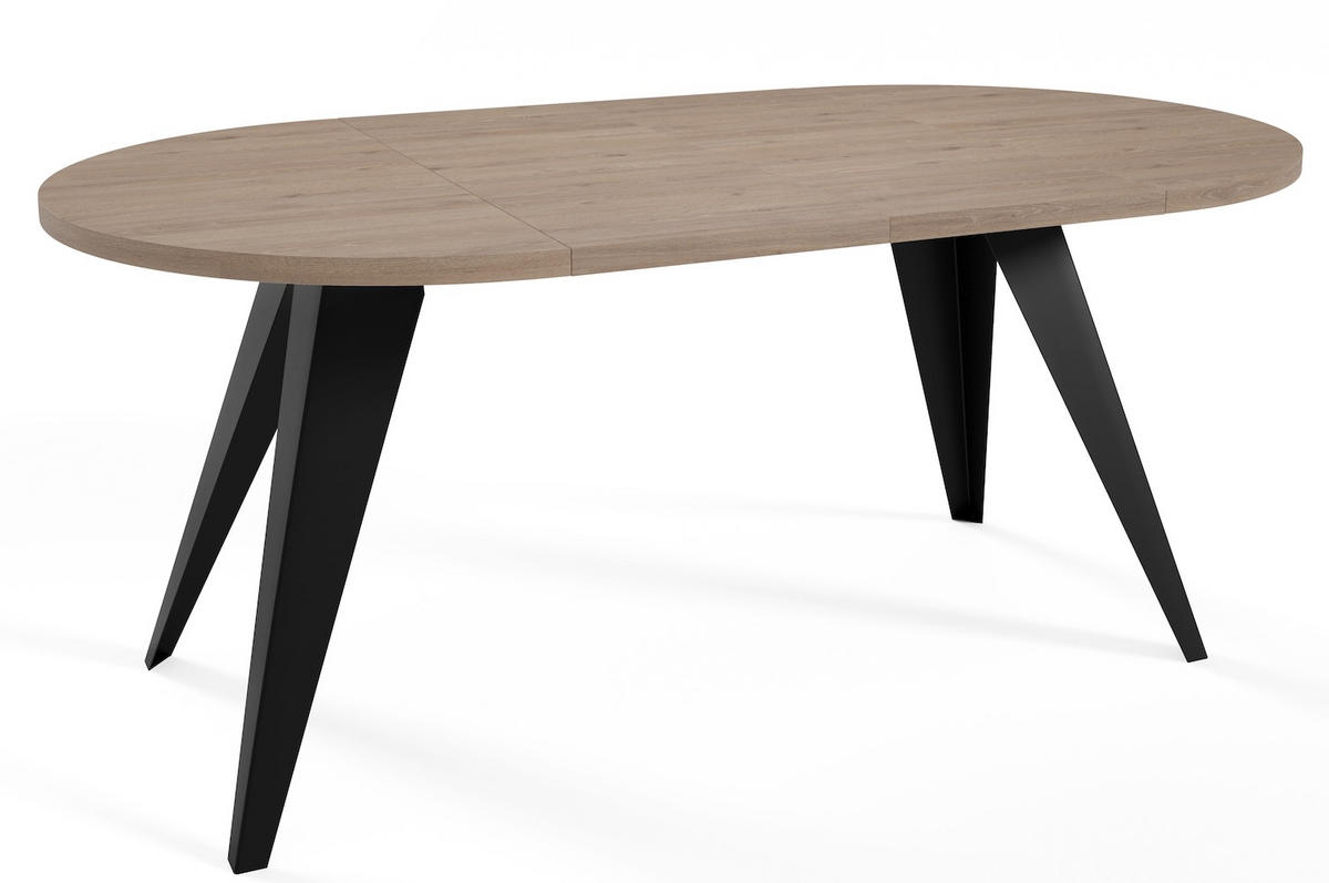 ESSTISCH Alba Davos Eiche trüffelbraun / Schwarz 120/196 / 120 / 76cm - Trüffeleichefarben/Schwarz, Holz/Holzwerkstoff (120/120/76cm) - Feldmann-Wohnen