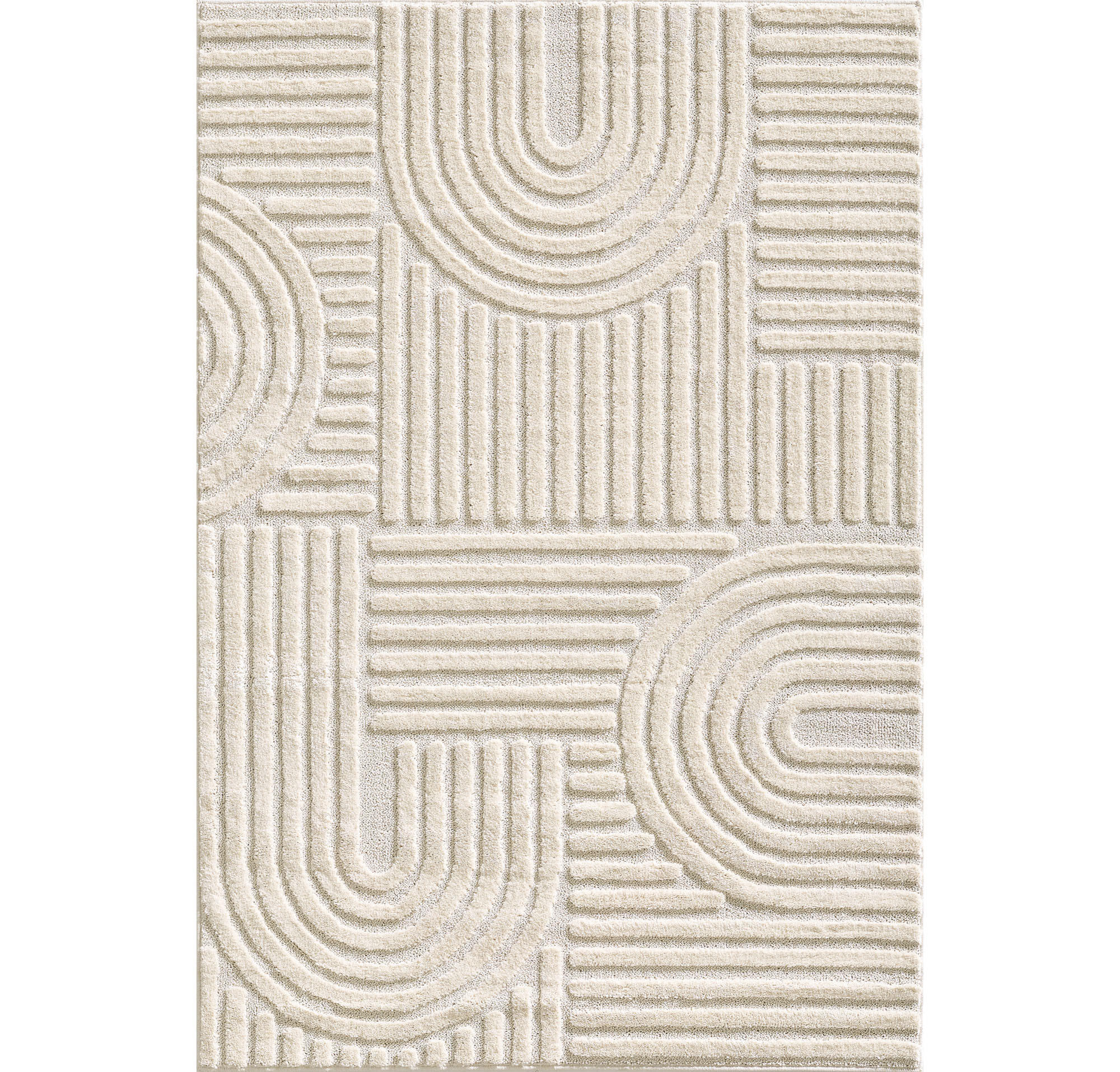 TEPPICH Hochflor Skandi-Boho Muster Polypropylen Wohnzimmer Creme Läufer 80x250 - Creme, Textil (80/250cm) - KADIMA DESIGN