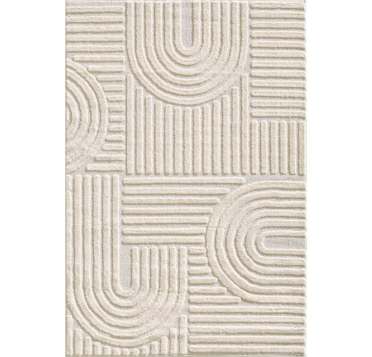 TEPPICH Hochflor Skandi-Boho Muster Polypropylen Wohnzimmer Creme Läufer 80x250 - Creme, Textil (80/250cm) - KADIMA DESIGN